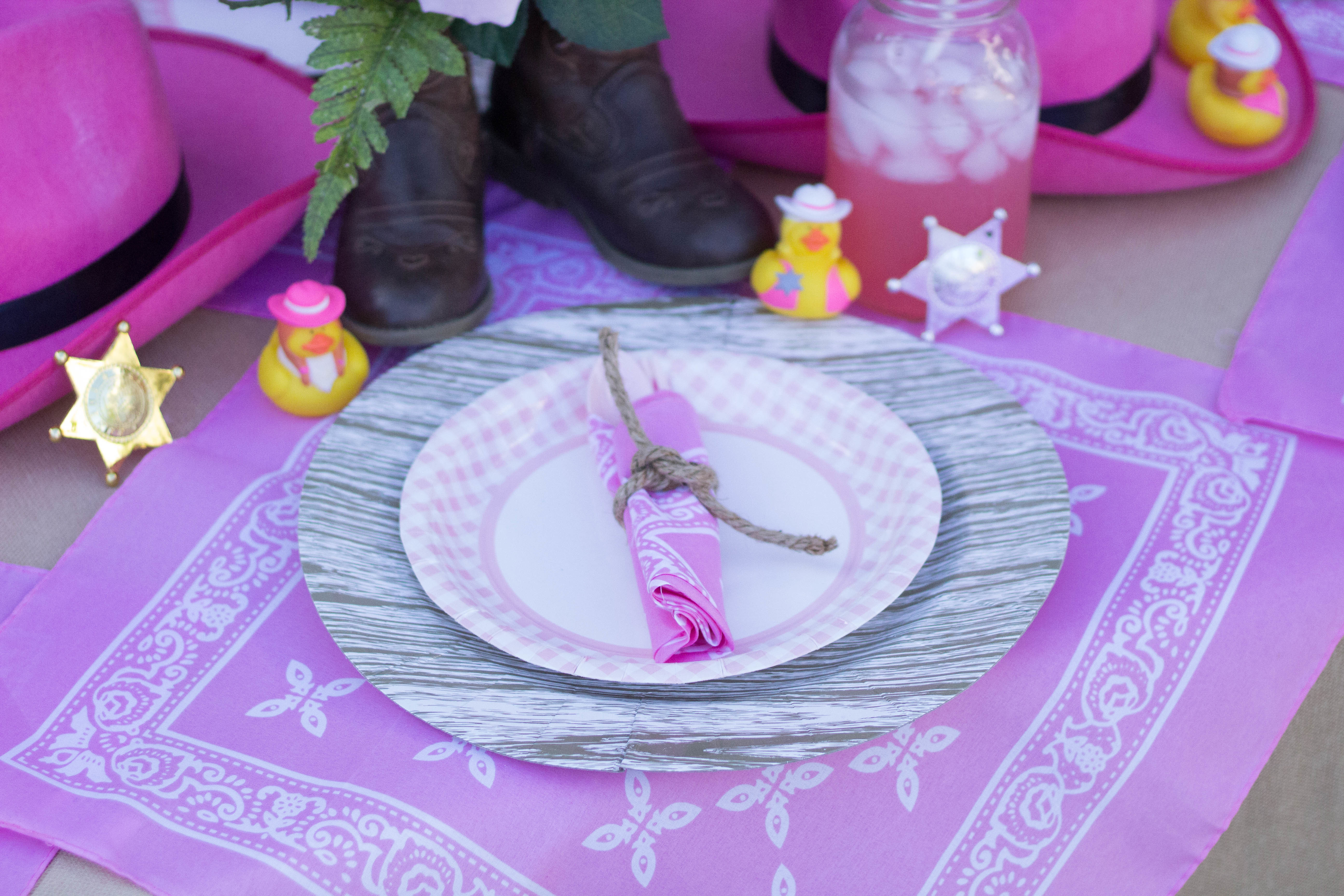 bandana table settings and napkins for a country bridal shower