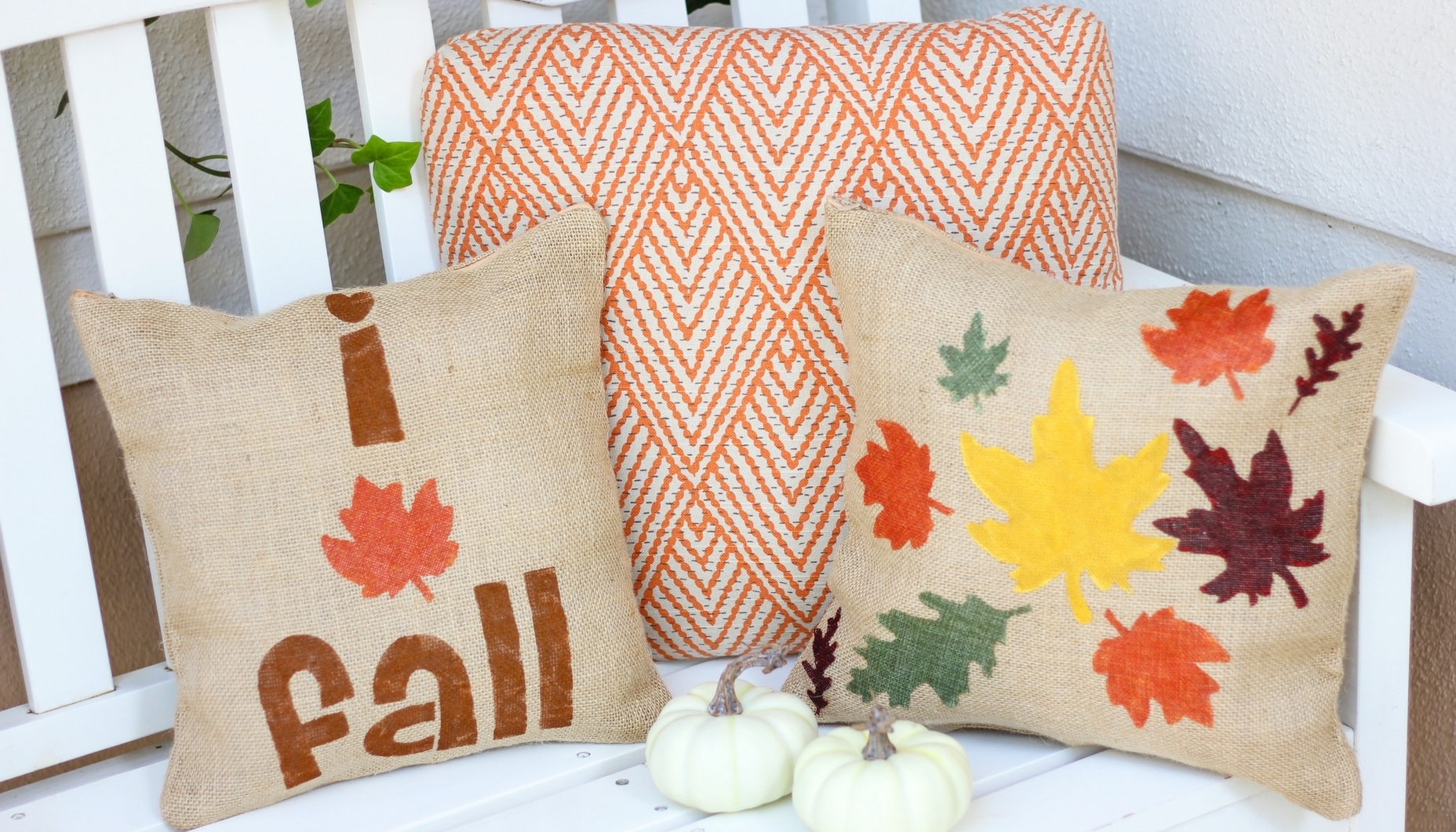 DIY Burlap Fall Leaf Pillows