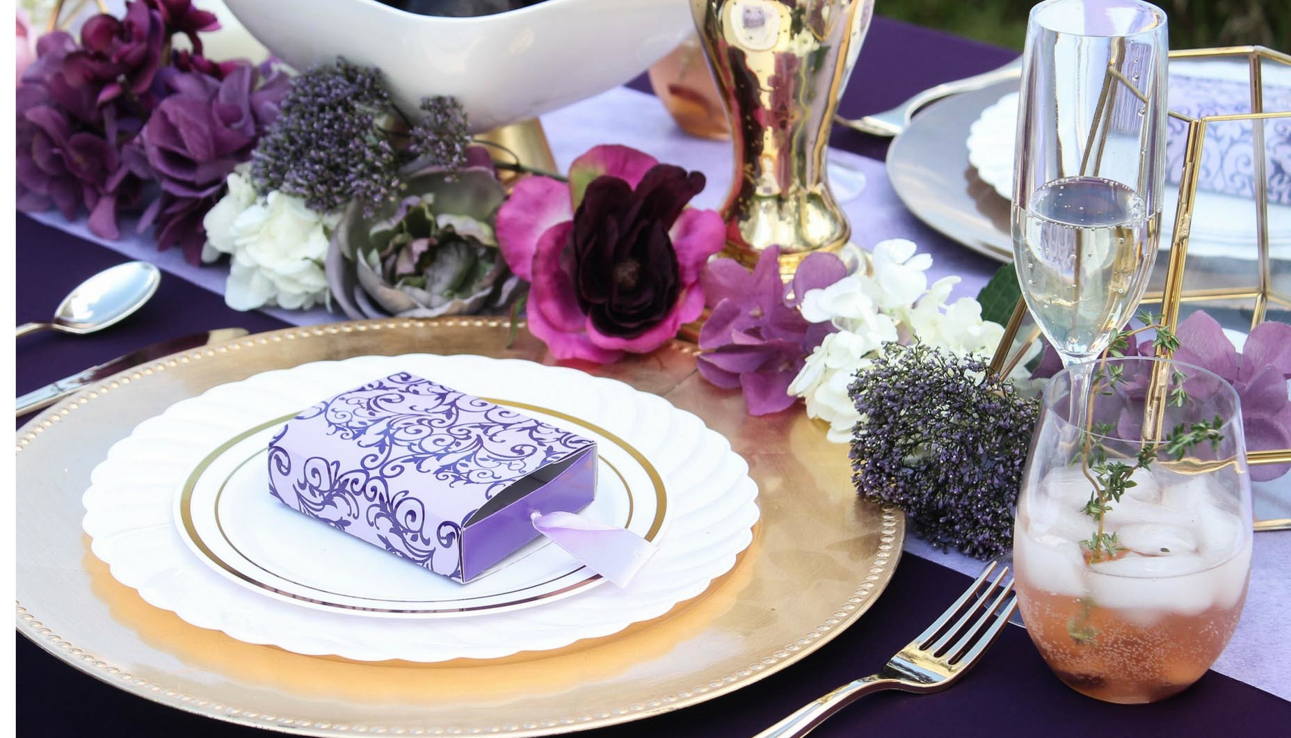 Plum Wedding Tablescape