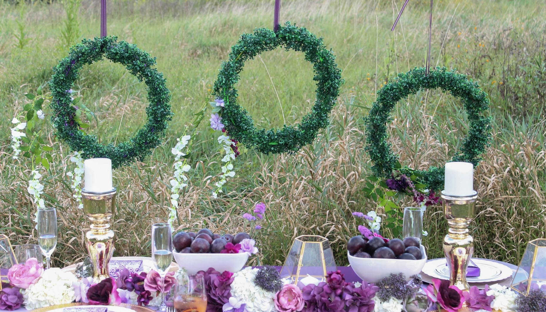 Plum Wedding Tablescape