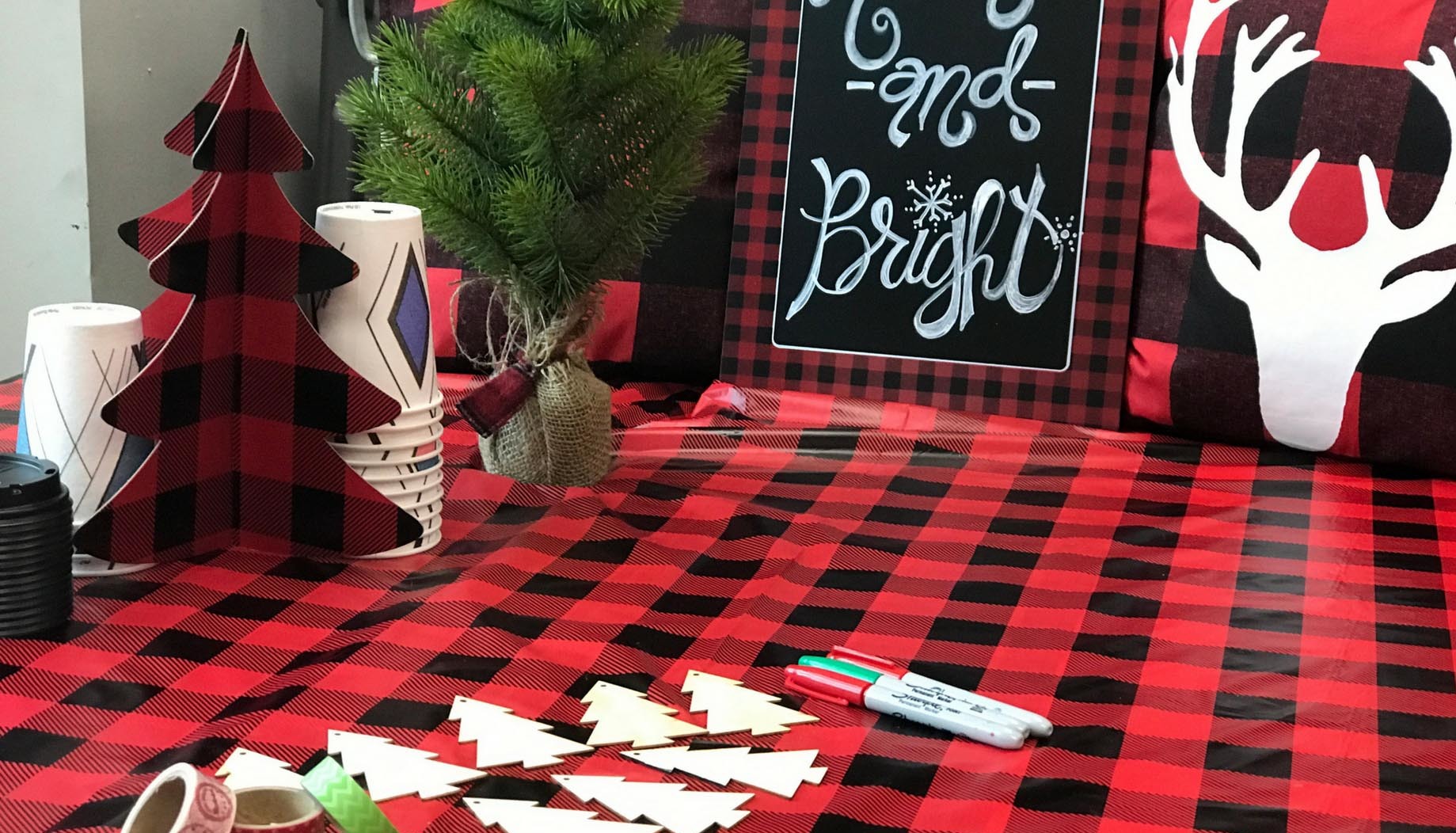 Buffalo Plaid Chirstmas Staff party decorations
