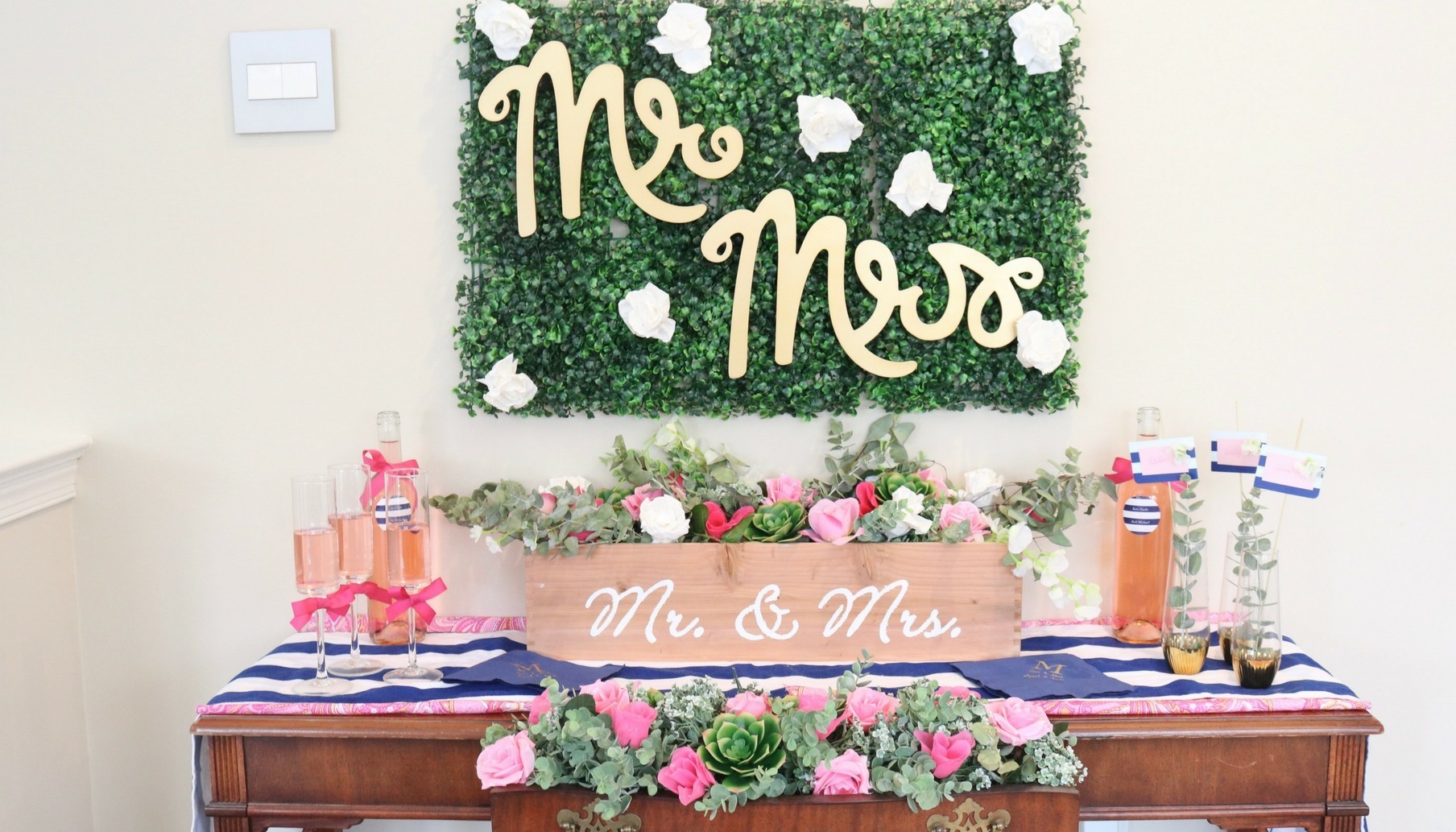 Navy and Pink Wedding Ideas DIY Place Card Station