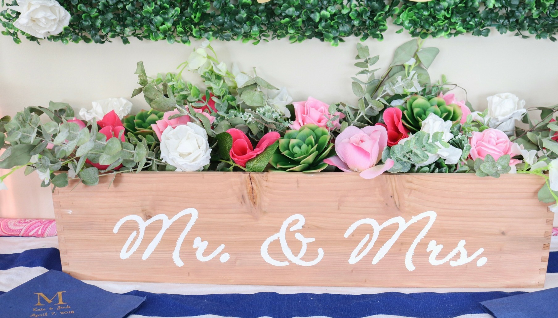 Navy and Pink Wedding Ideas DIY Place Card Station