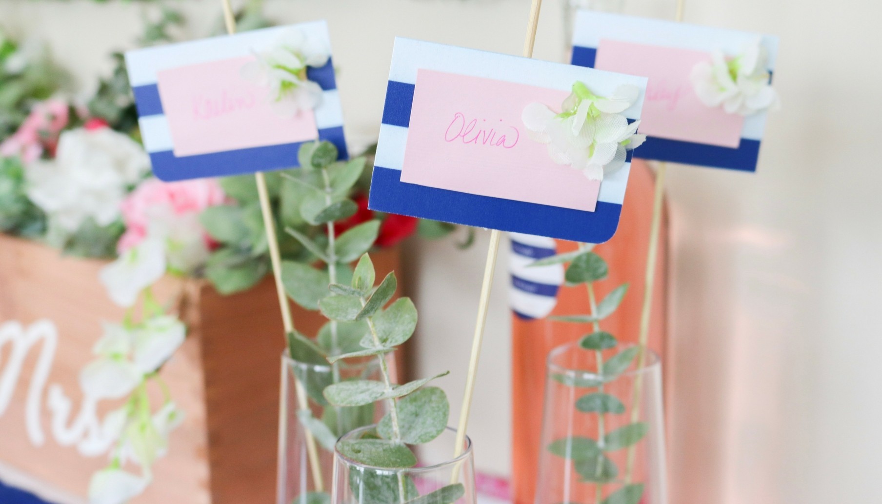 Navy and Pink Wedding Ideas DIY Place Card Station