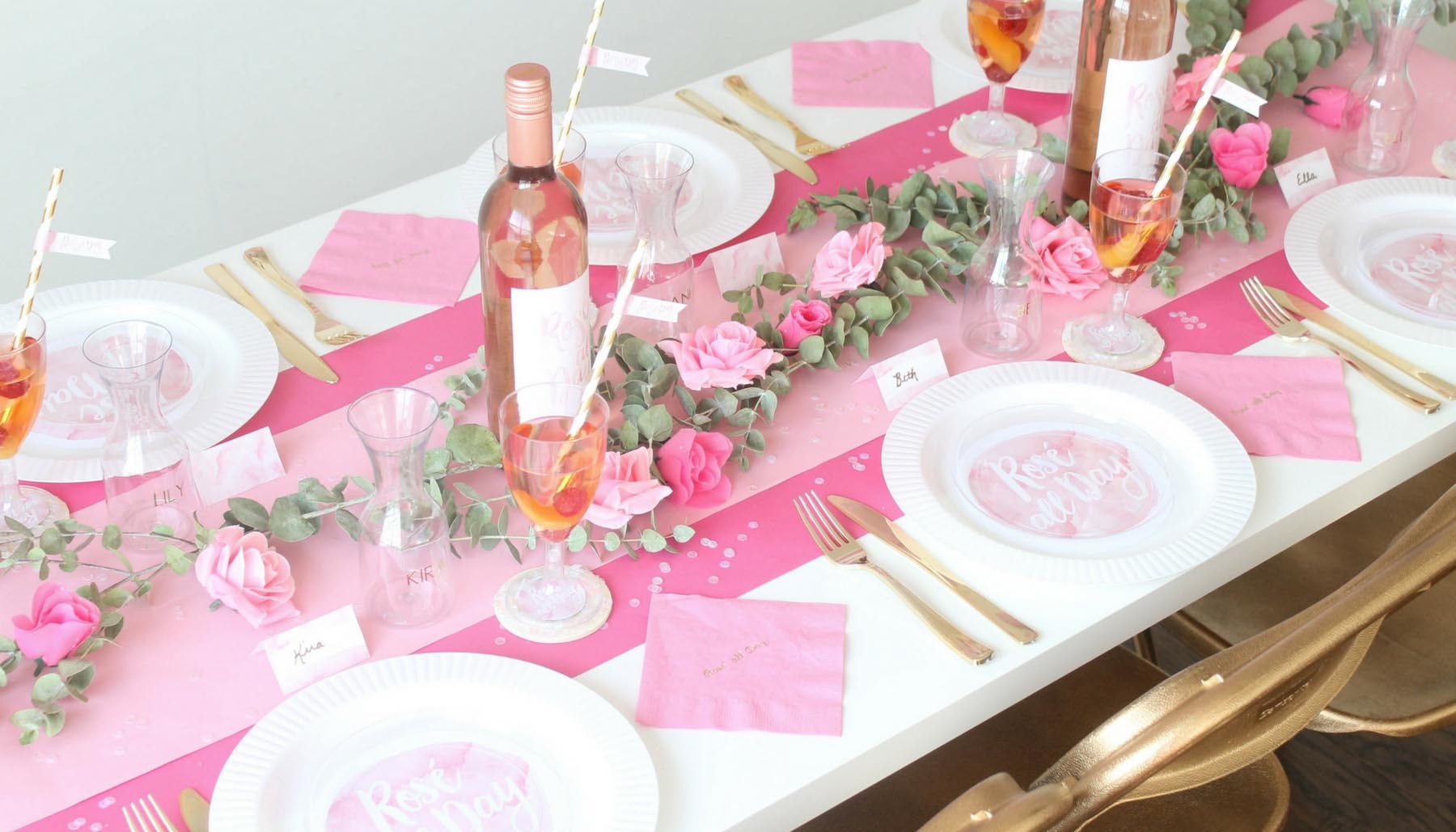 Rose' All Day Bridal Shower Table Decor