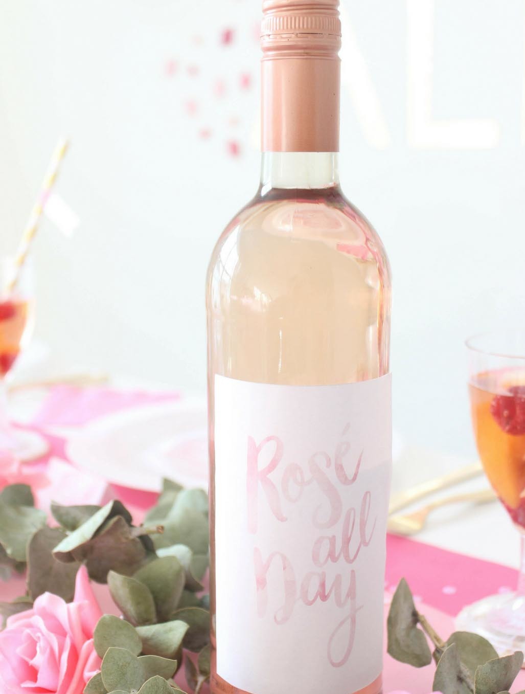 Rose' All Day Bridal Shower Wine Bottle