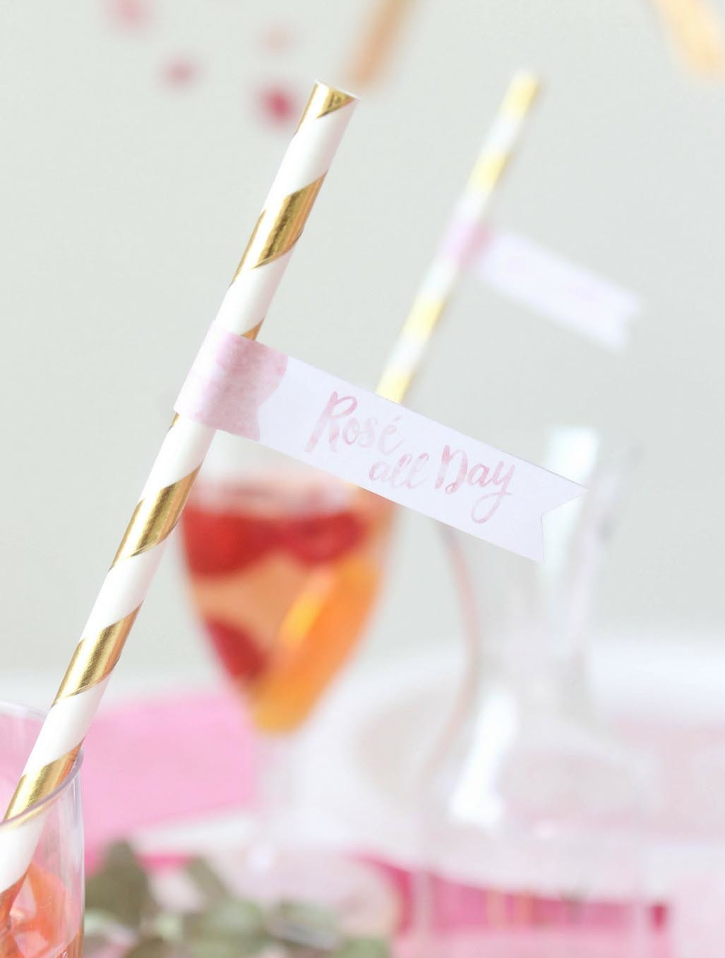 Rose' All Day Bridal Shower Straw Flag
