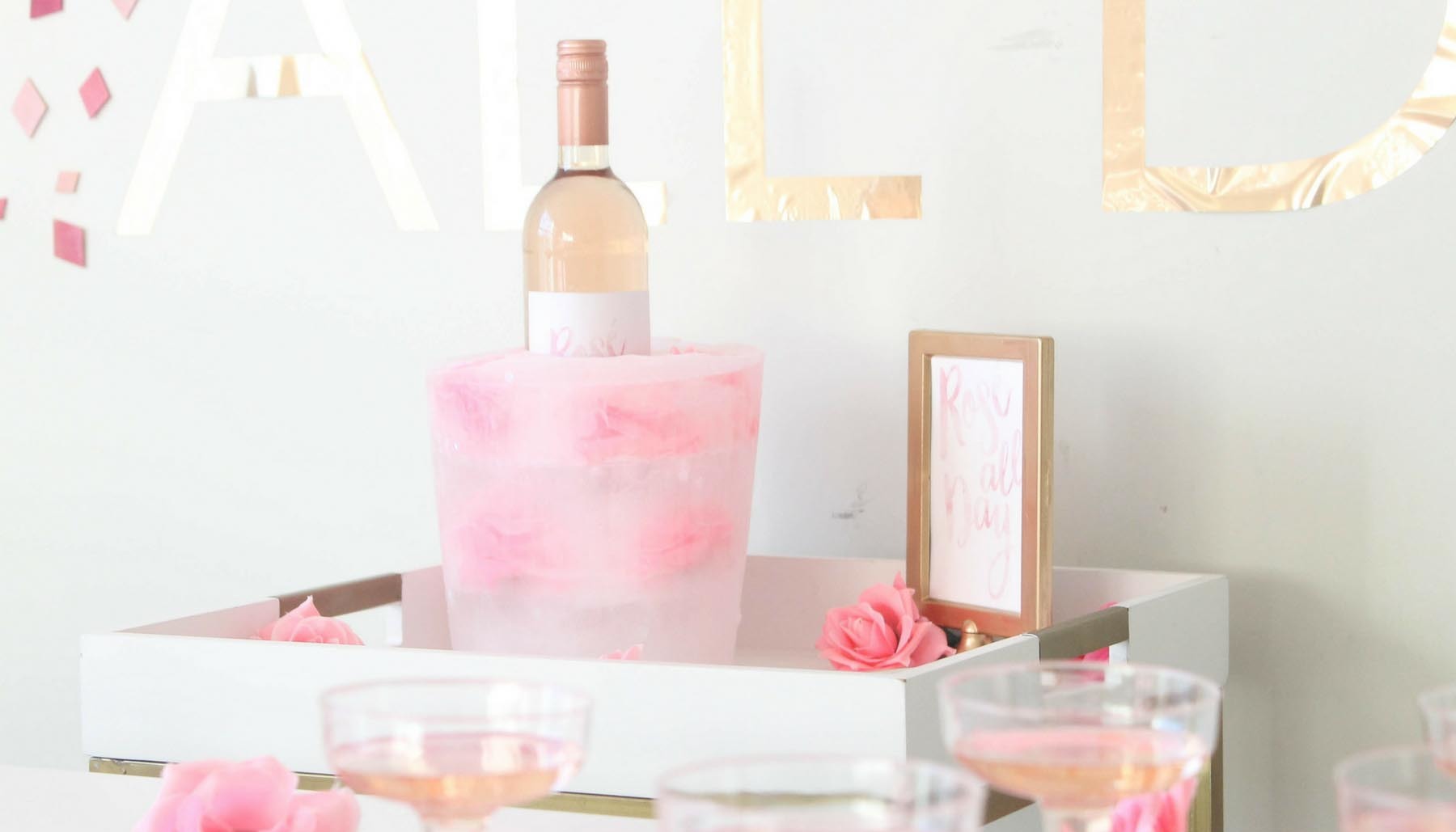 Rose' All Day Bridal Shower Bar Cart