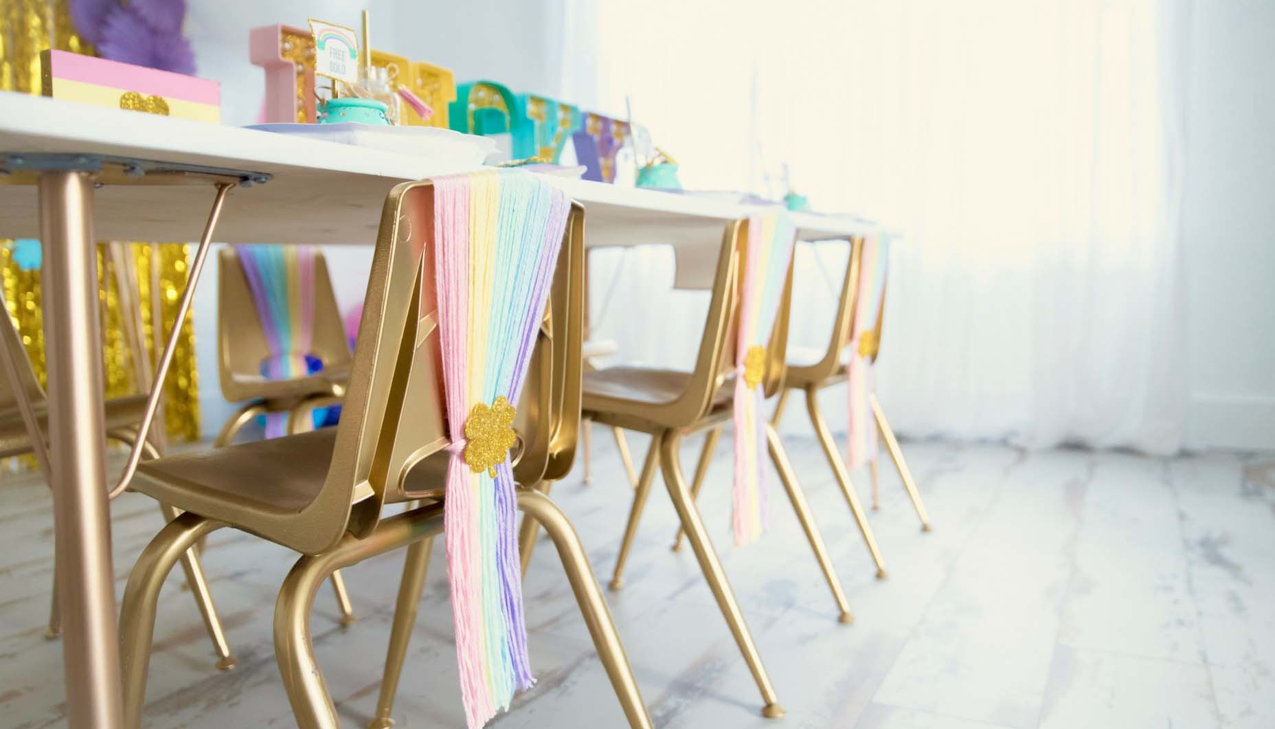 St. Patrick's Day Party Gold Chairs