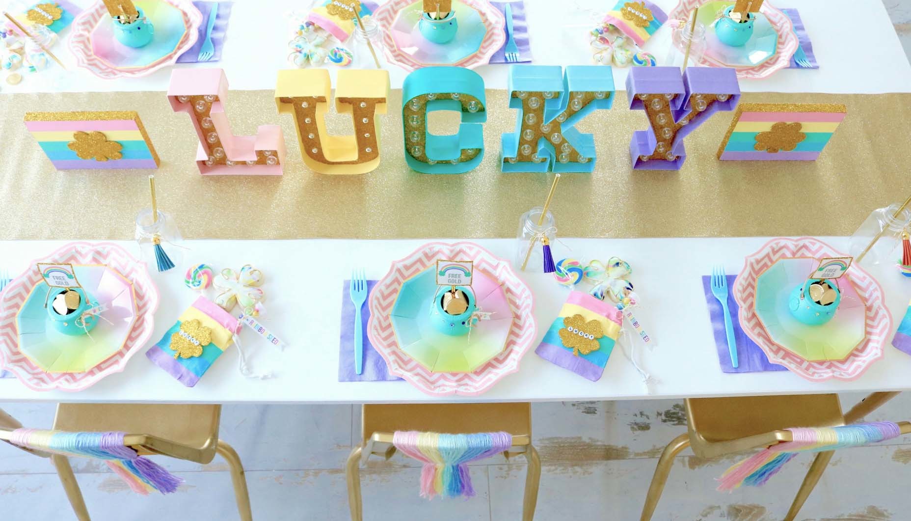 Pastel Rainbow St. Patrick's Day Party Marquee Letters