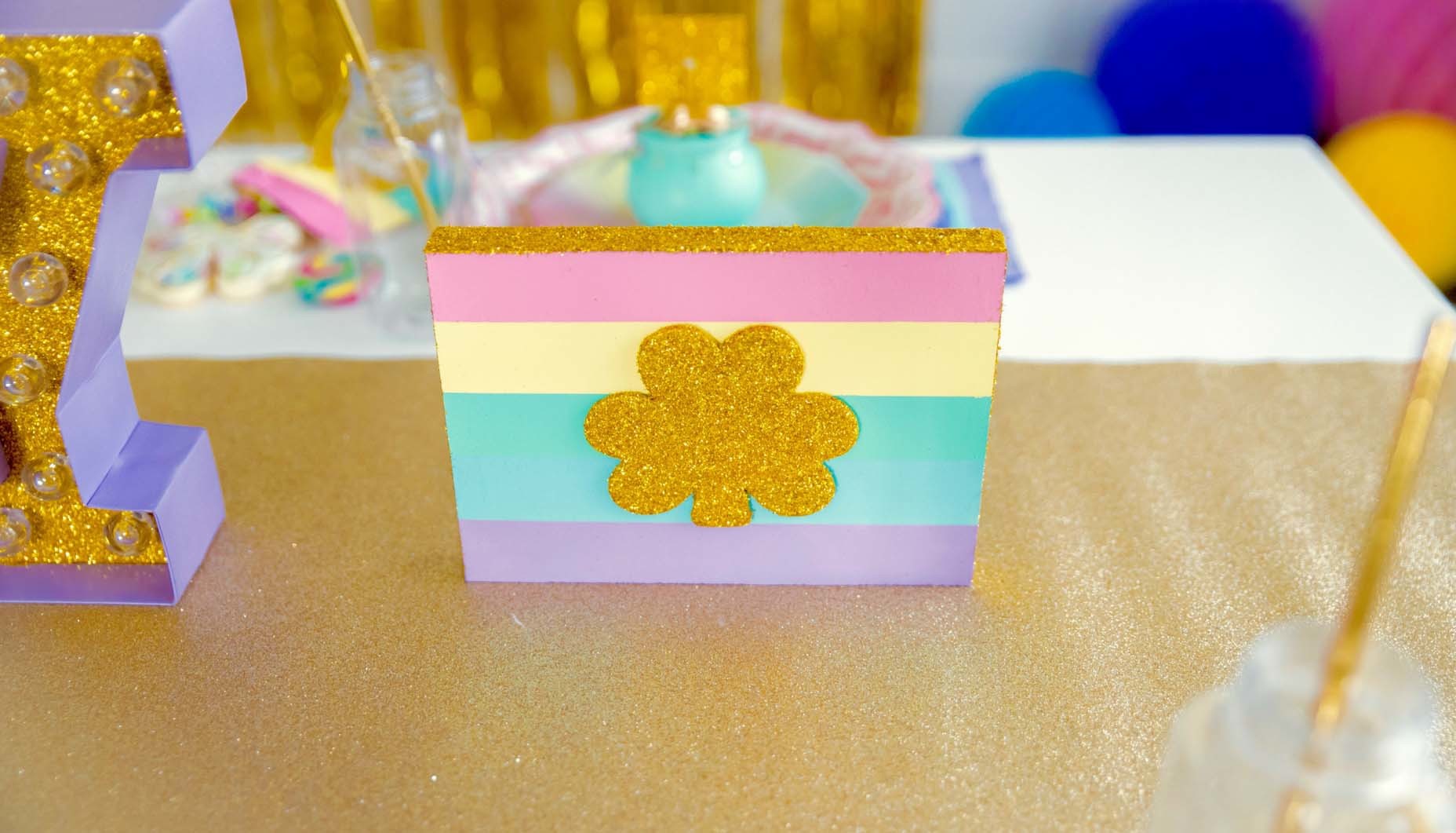 Pastel Rainbow and Shamrock St. Patrick's Day Sign