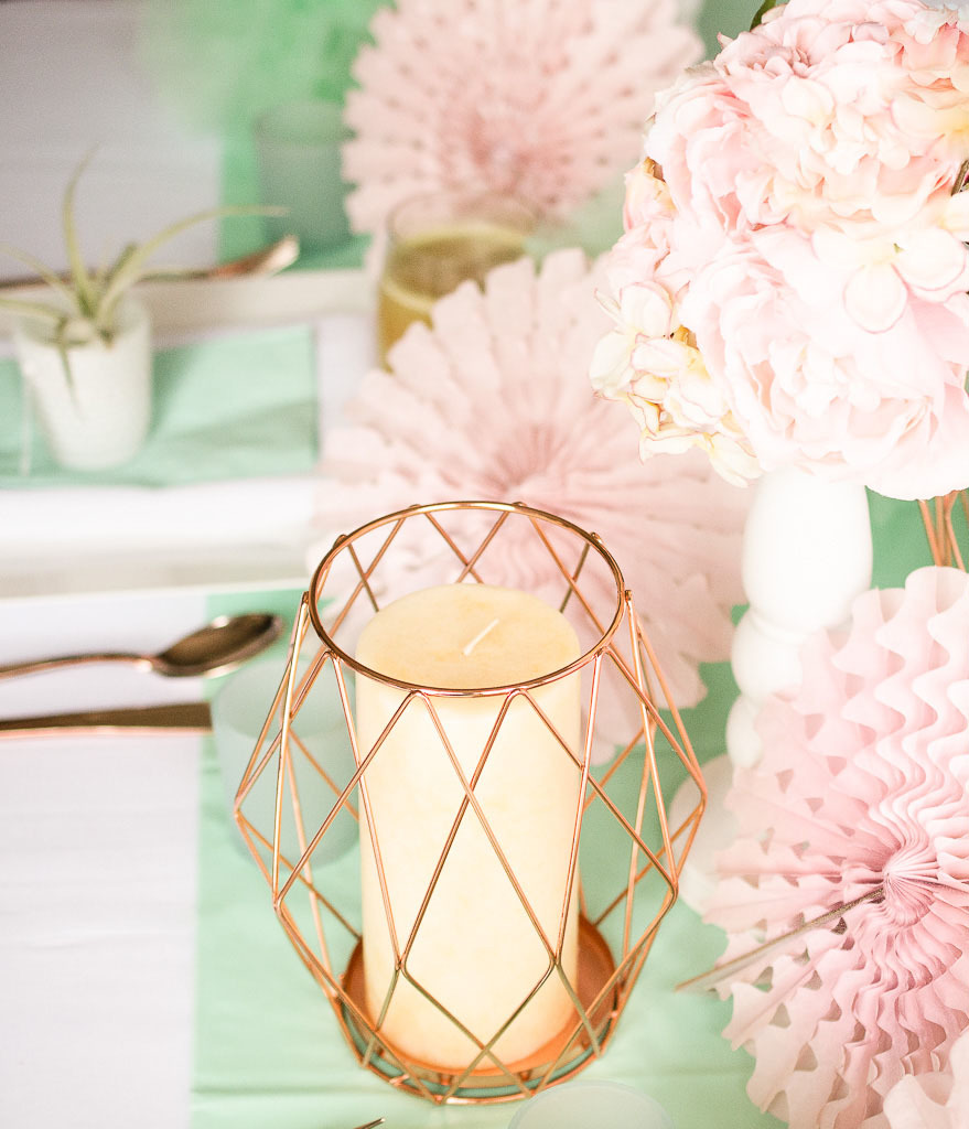 blush and mint tablescape
