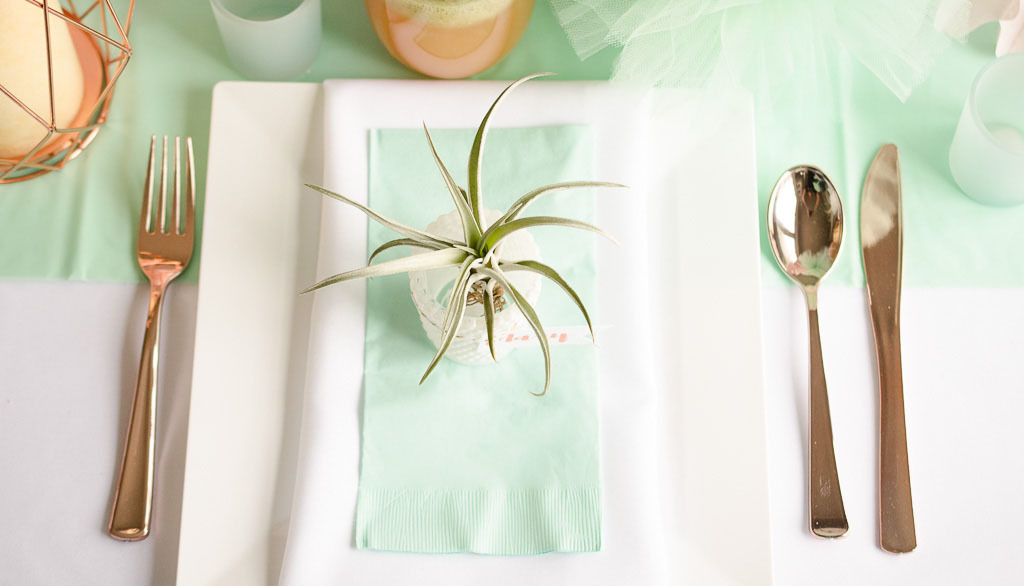 blush and mint tablescape