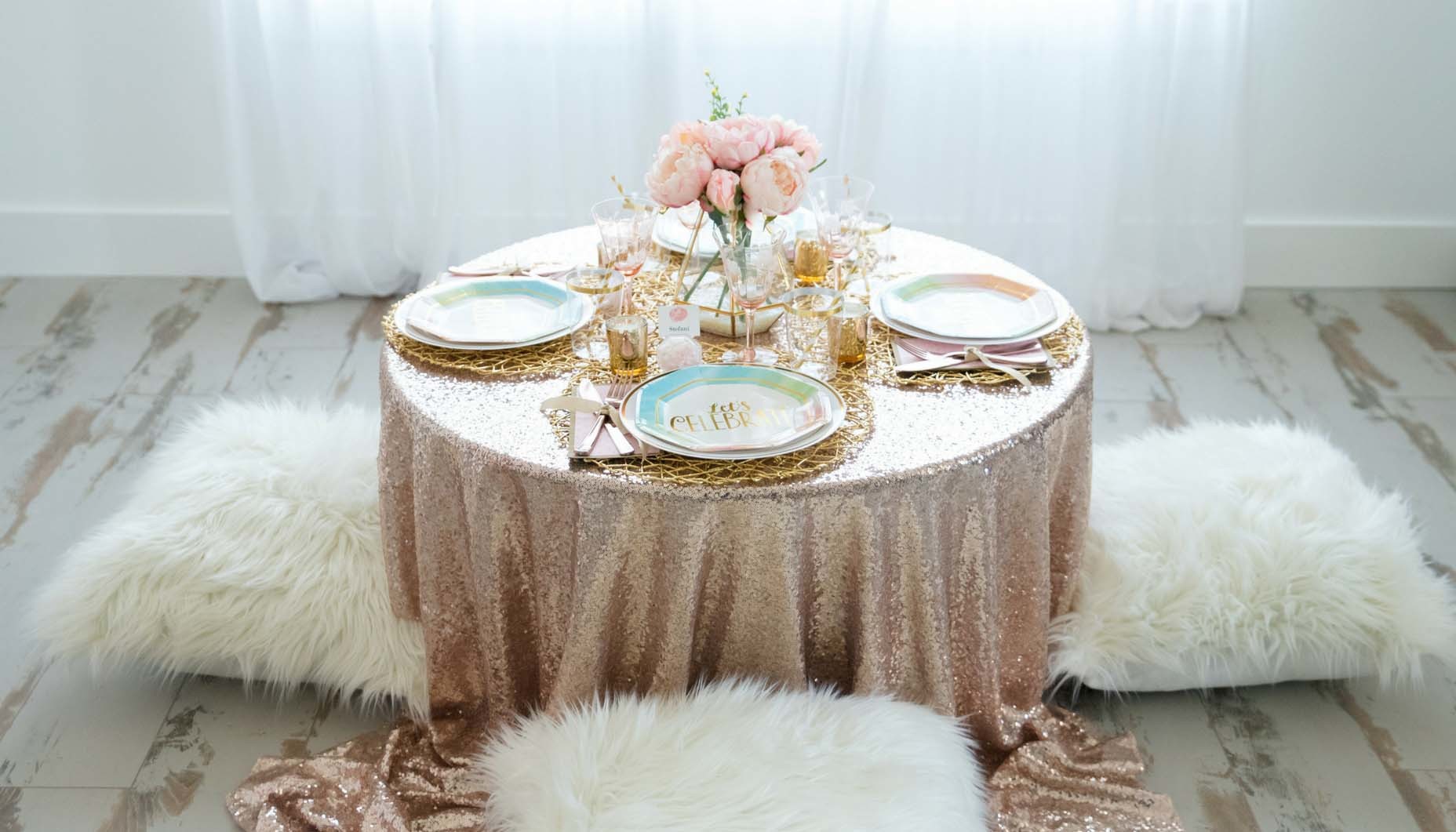 Watercolor Rainbow Bridal Shower Dining Table