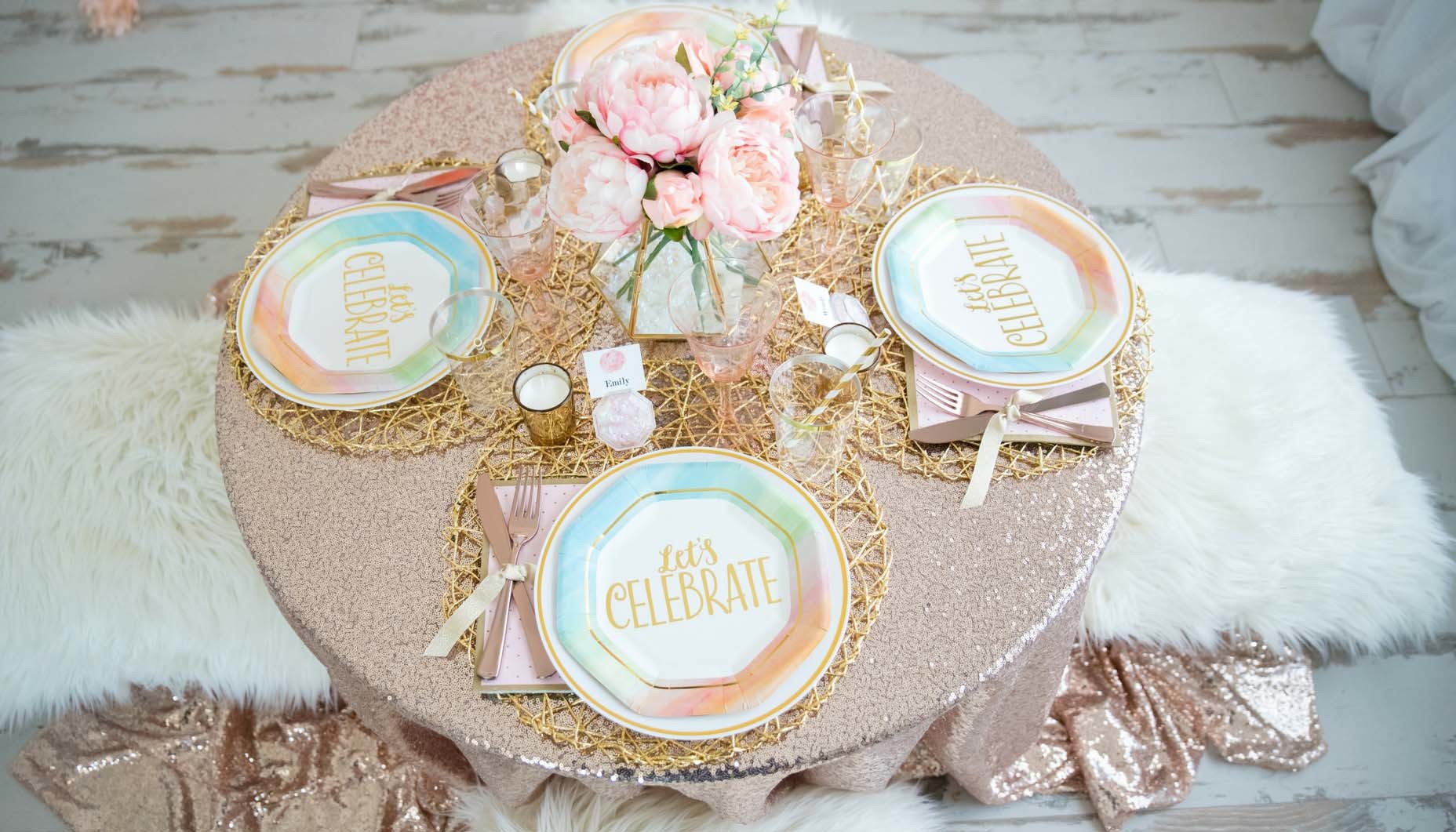 Watercolor Rainbow Bridal Shower Table