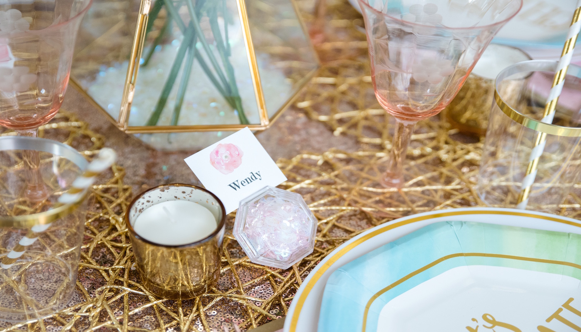 Watercolor Rainbow Bridal Shower Place Cards