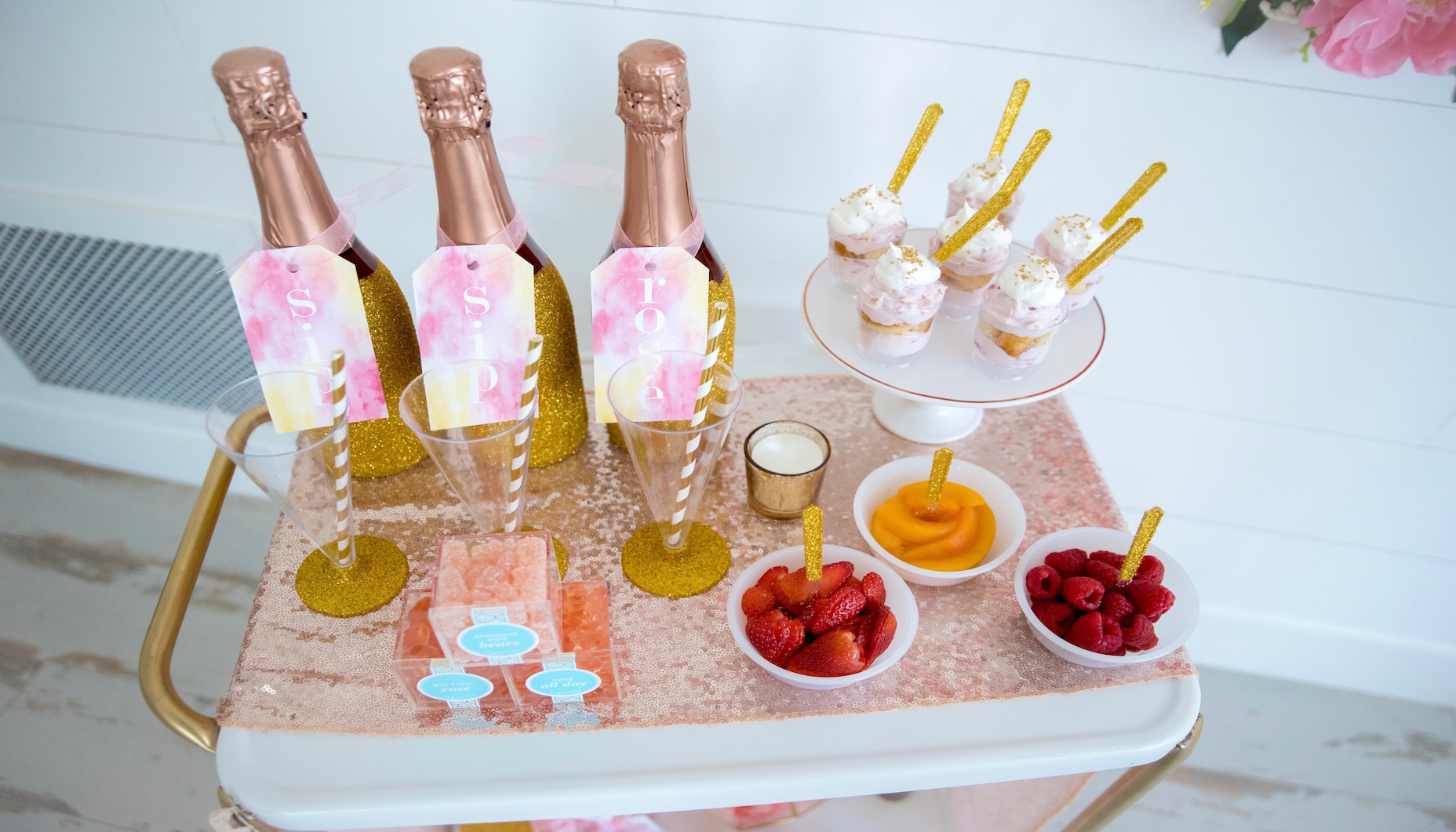Watercolor Rainbow Bridal Shower Bar Cart