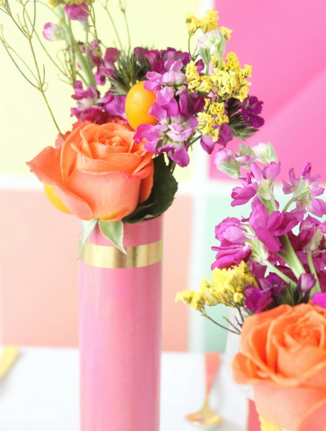 Colorful Wedding Painted Vase with Washi Tape