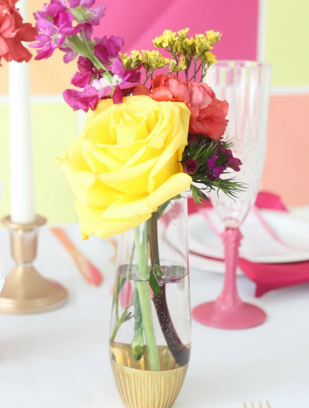 Colorful Wedding Gold Bud Vase