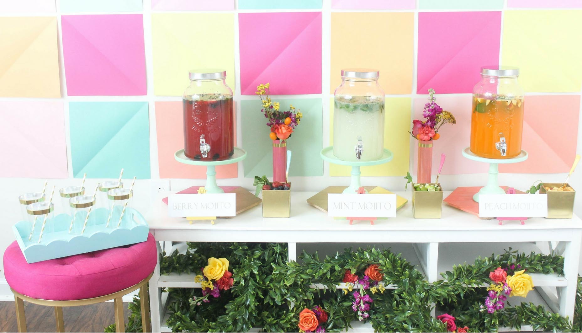 Colorful Wedding DIY Mojito Bar