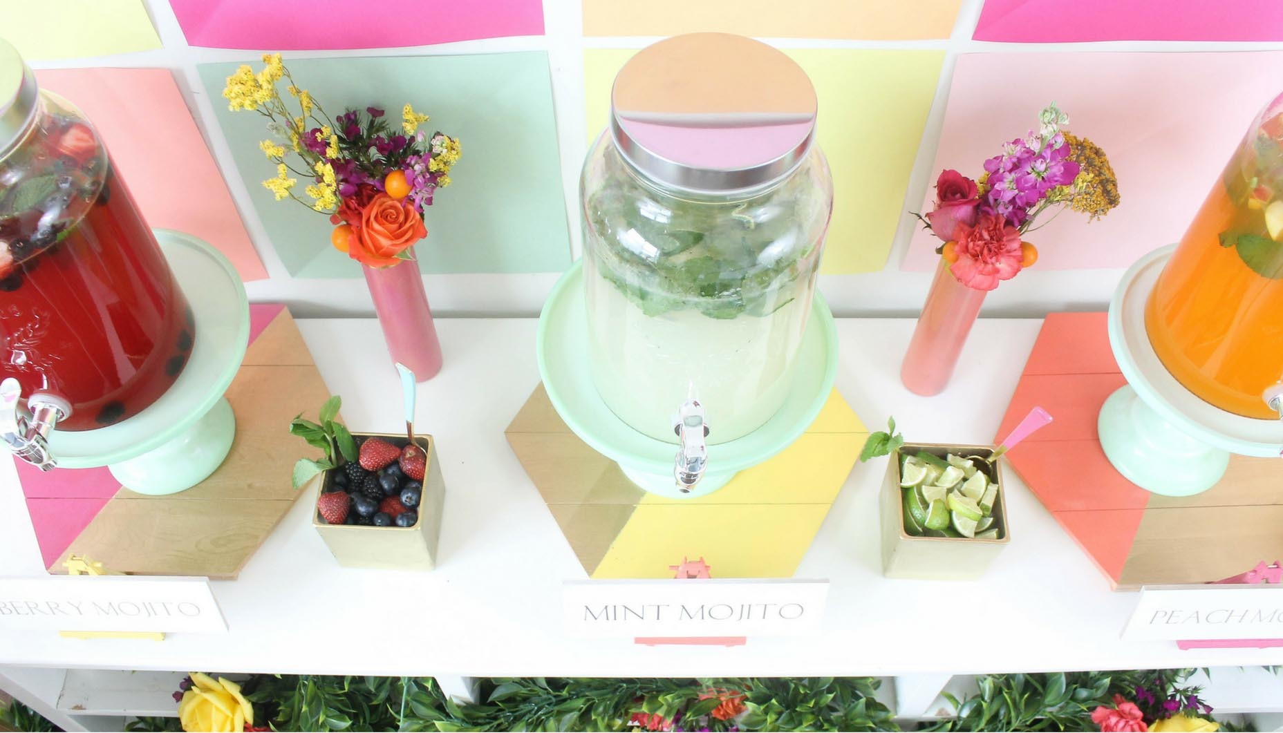 Colorful Wedding Wood Hexagon Signs