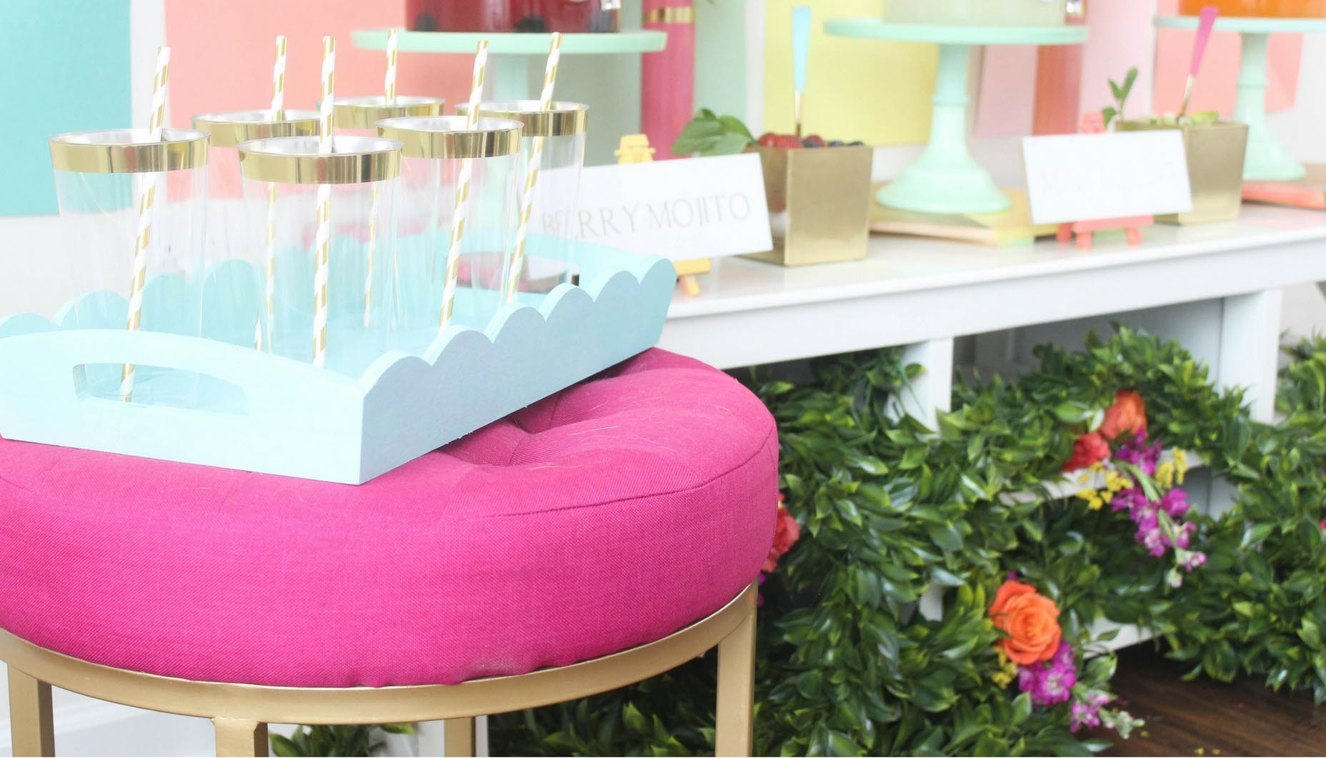 Colorful Wedding Gold Rimmed Tumblers