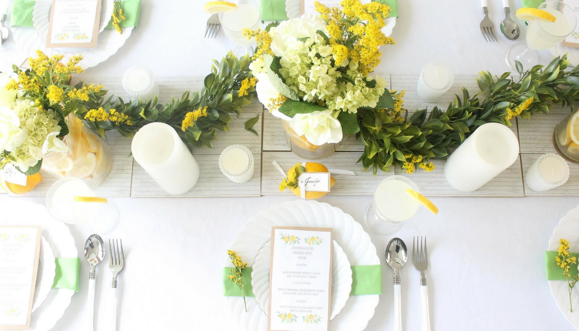 lemon wedding table place settings Lemon Wedding Table Place Settings