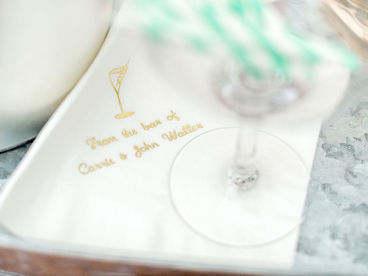 little custom details Personalized napkins make the night one to remember.