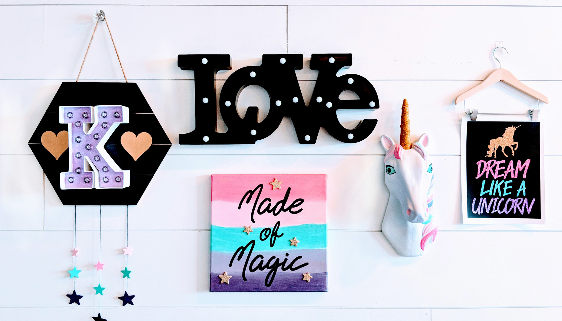 Colorful and Girly Unicorn Gallery Wall