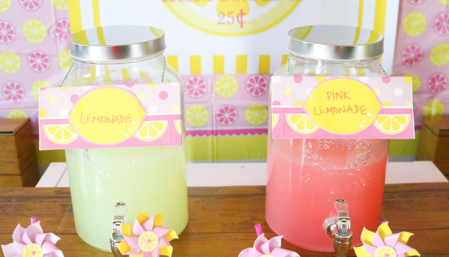 Pink Lemonade Party Cups, Plastic Cups, Lemonade Stand Party