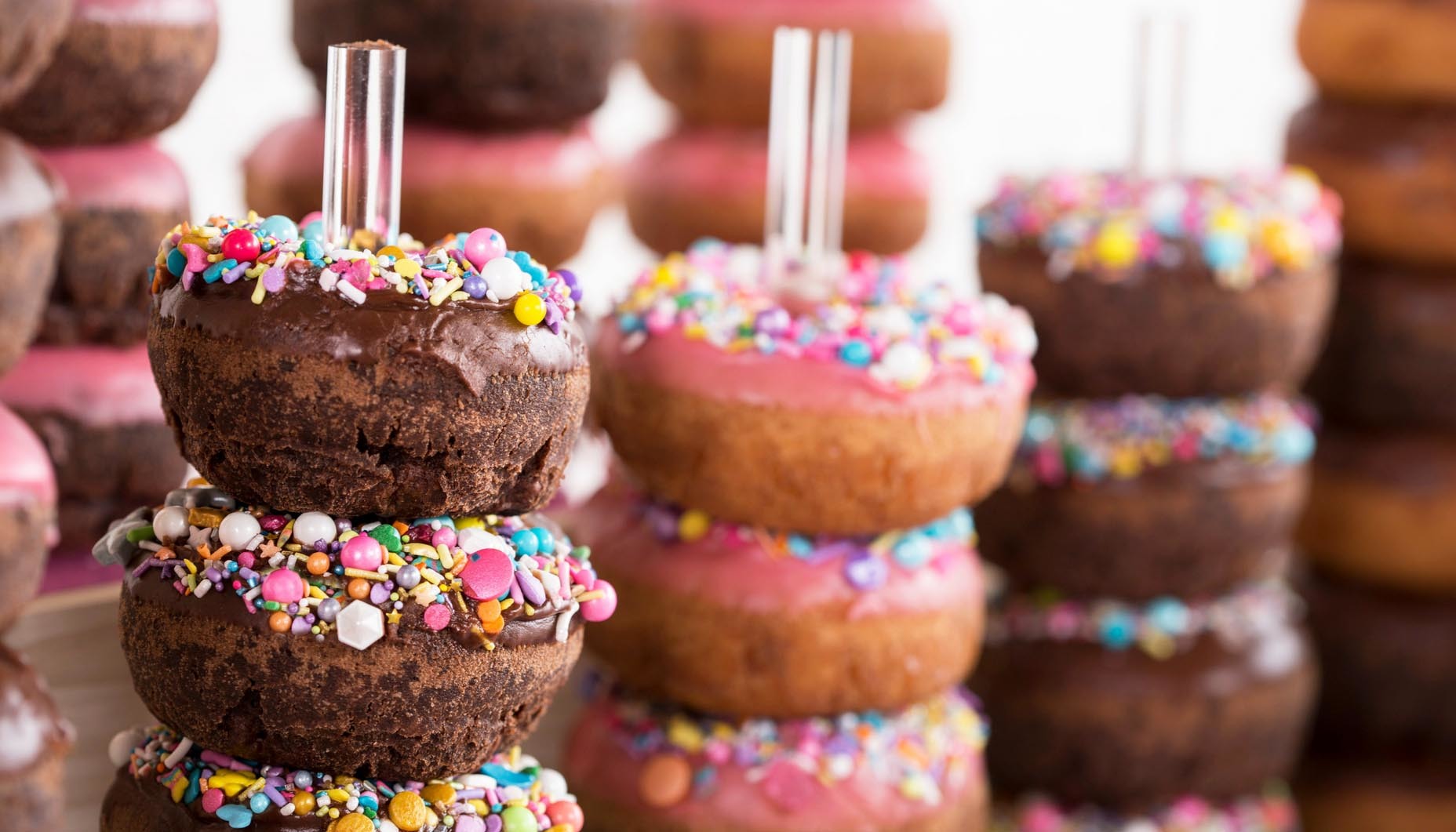 bright fun modern wedding donut food bar donut bar