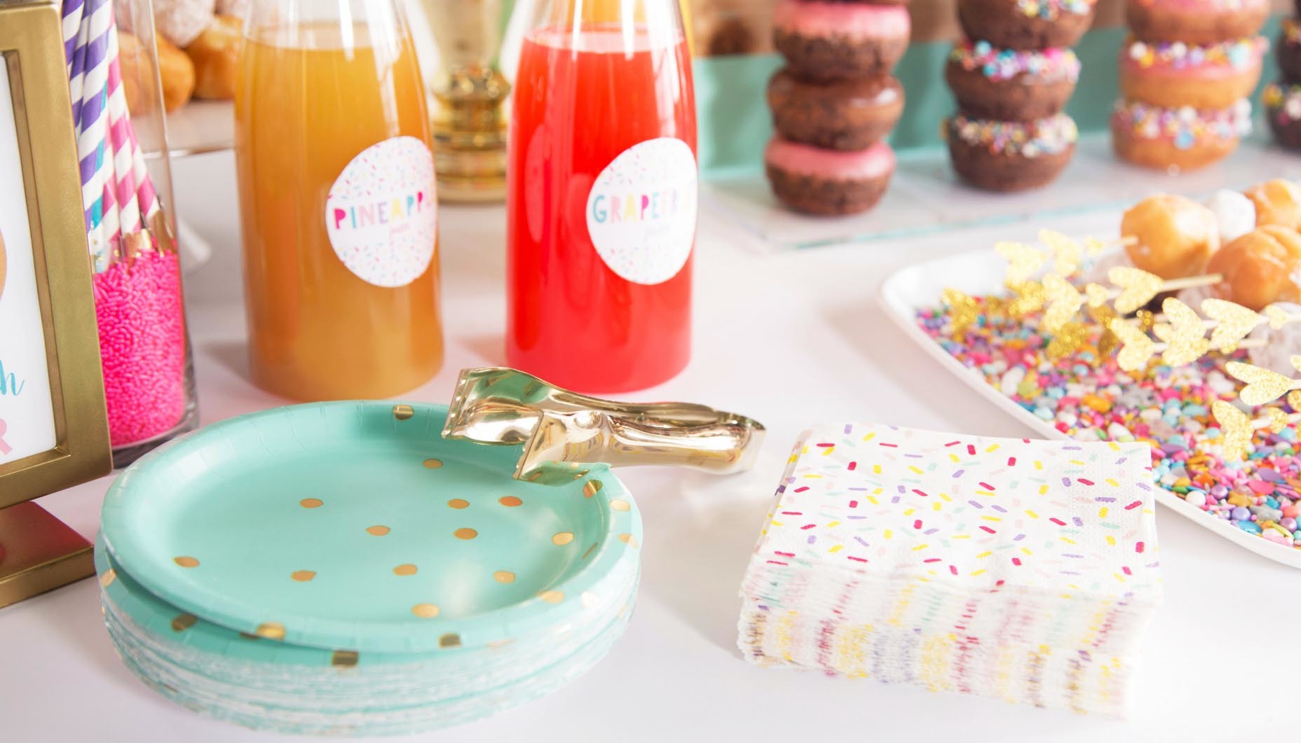 bright fun modern wedding donut food bar donut bar