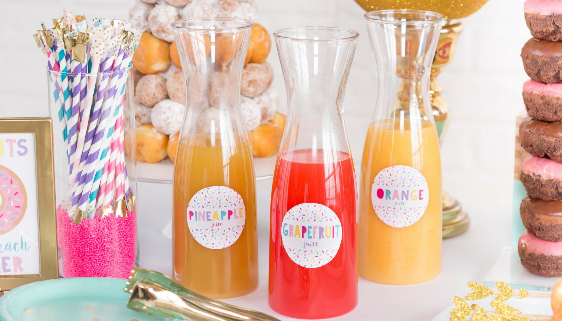 bright fun modern wedding donut food bar donut bar