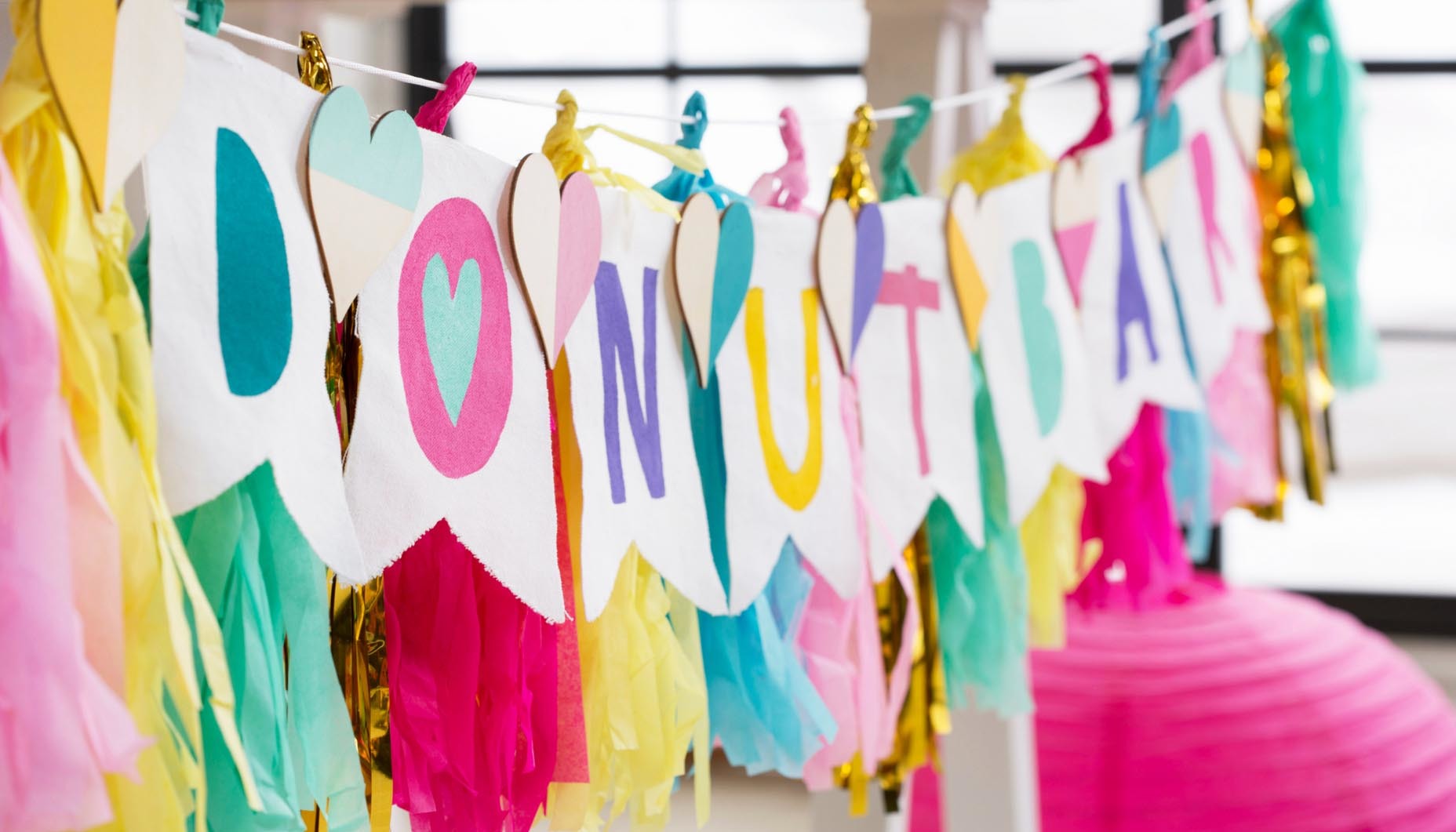 bright fun modern wedding donut food bar donut bar