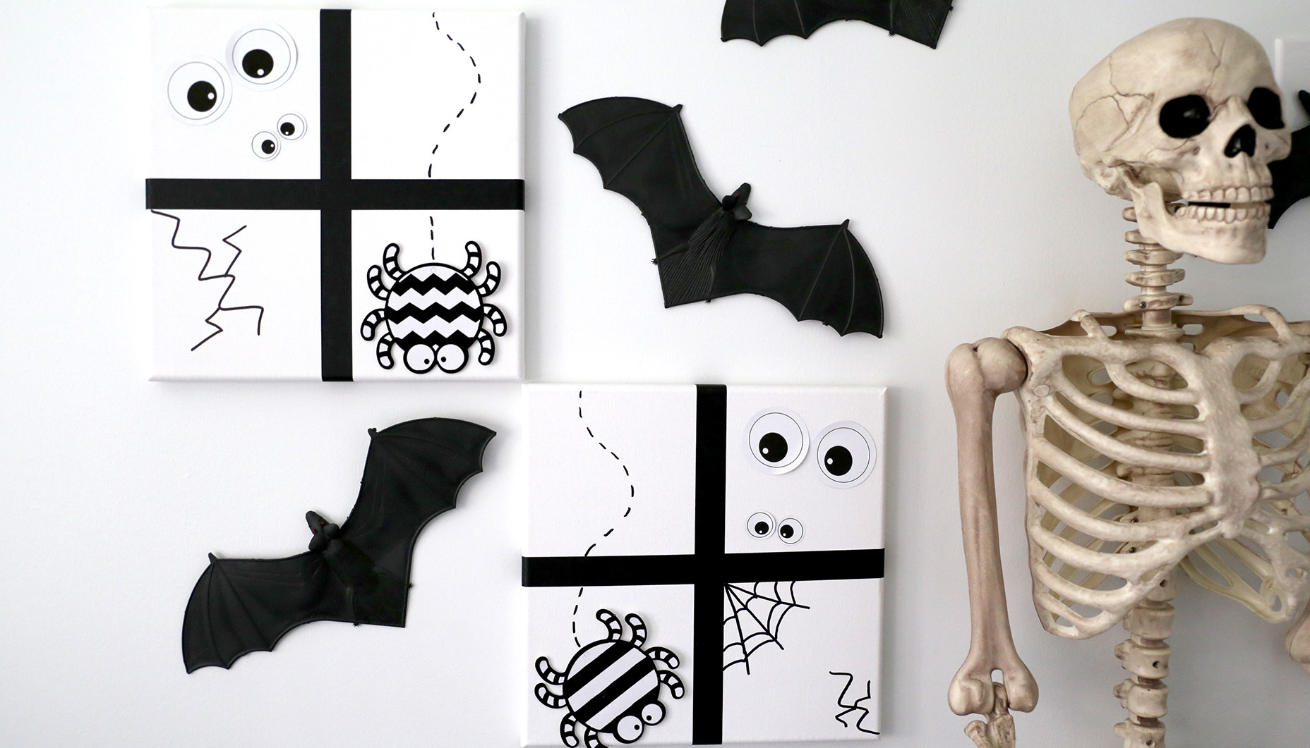 Qpout 72Pcs Halloween Skeleton Toys for Kids Mini Skeleton Model Skull Prop Decor Halloween Party Favor 