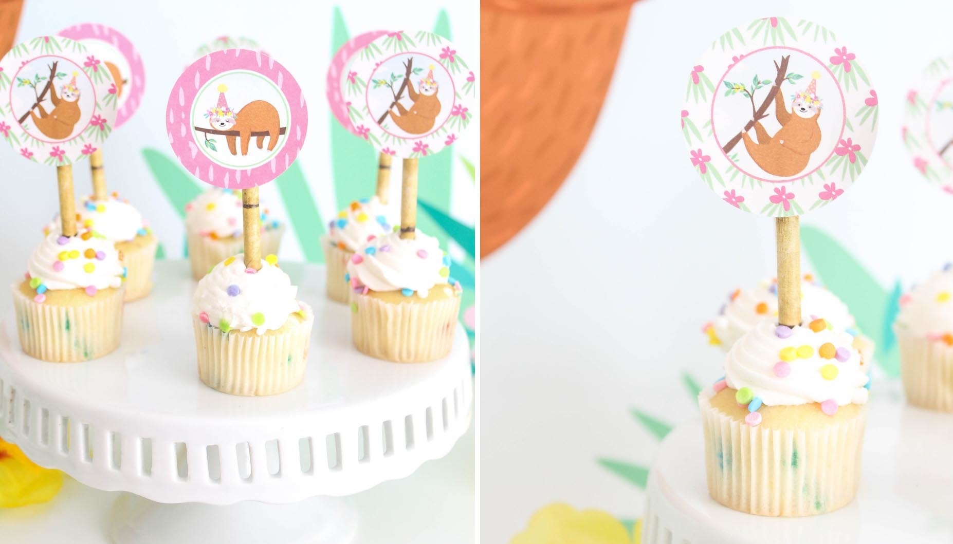 Sloth Party Cupcakes
