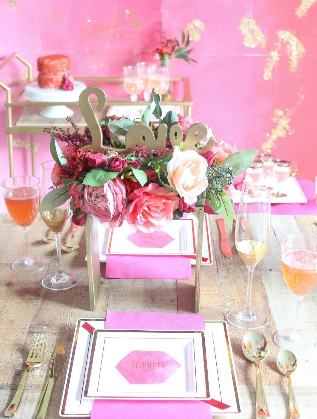 Red, Pink and Gold Wedding Details