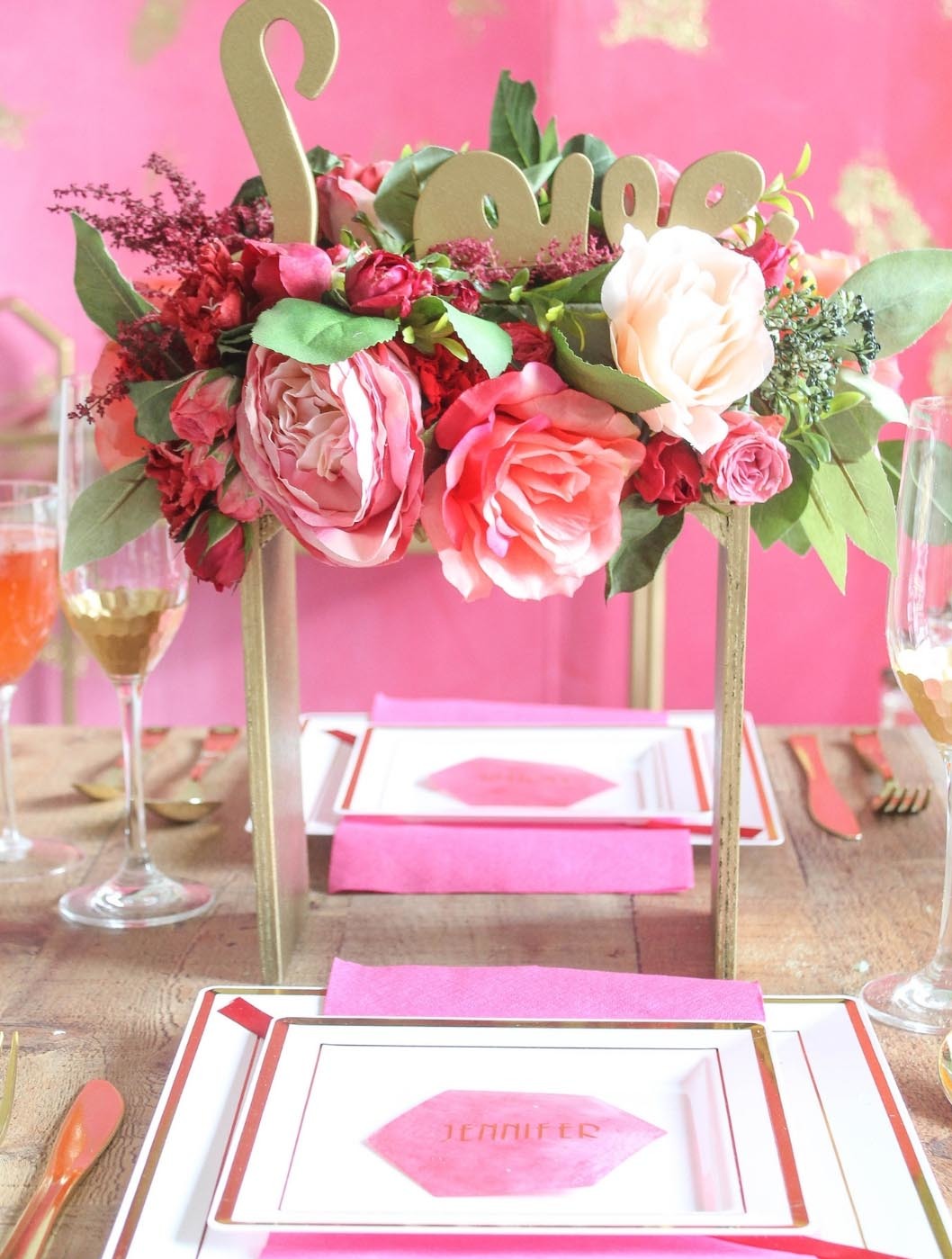 Red, Pink and Gold Wedding-DIY-Centerpiece