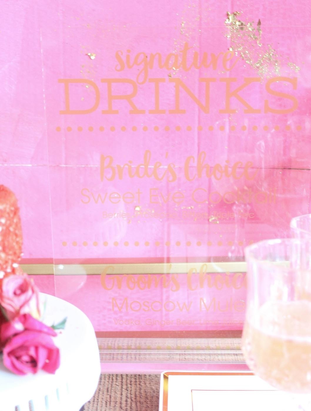 Red, Pink and Gold Wedding-Drink-Sign