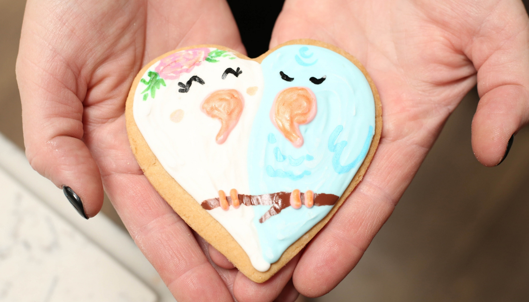 iced cookie recipe love bird design