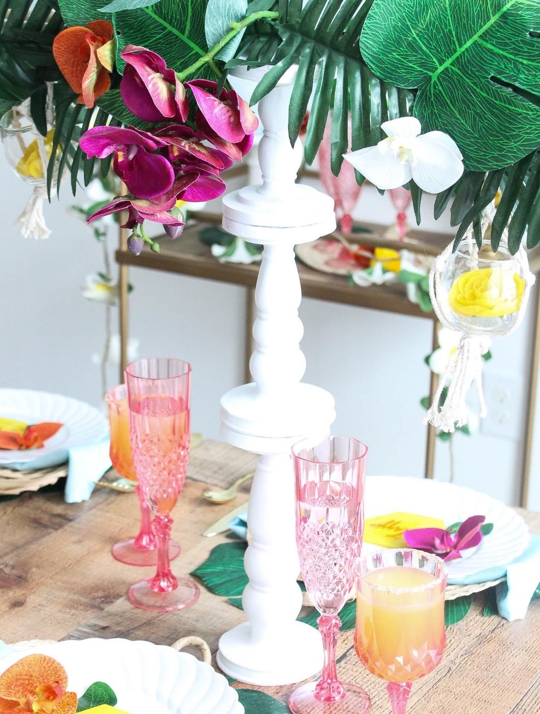 Boho Tropical Wedding Candle Holders