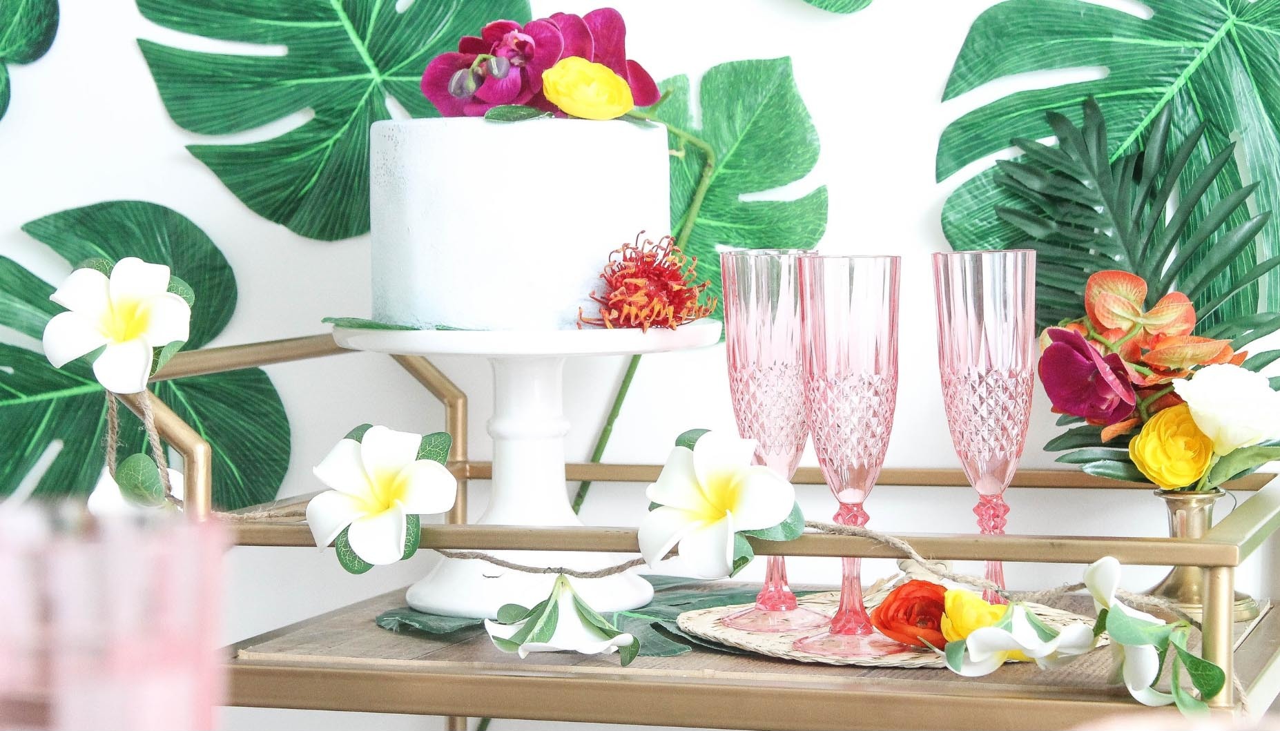 Boho Tropical Wedding Bar Cart