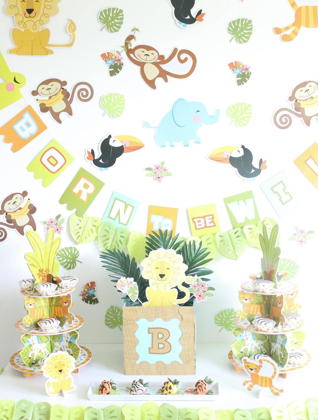 Jungle Baby Shower Dessert Table Backdrop