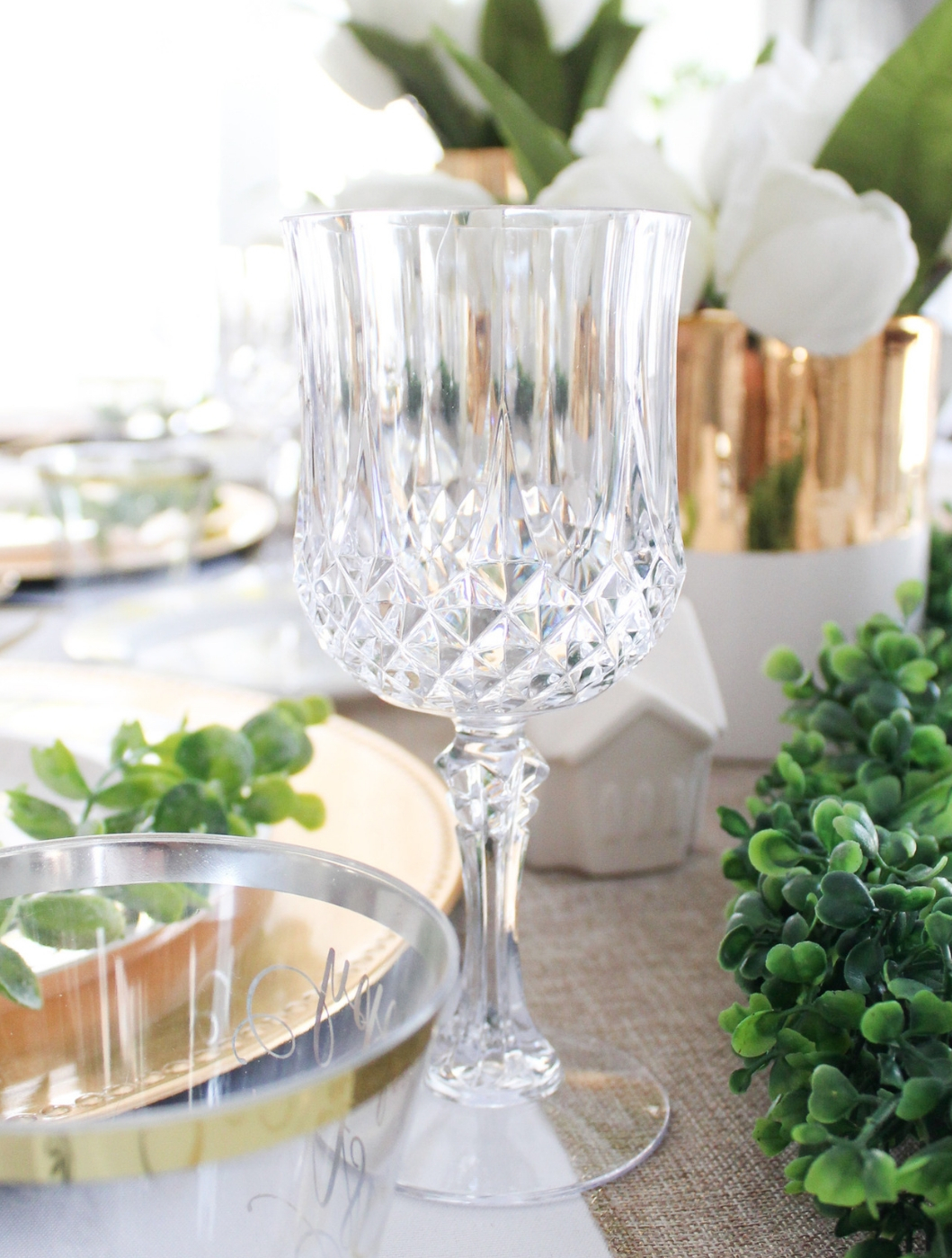 Cut Crystal Plastic Wine Glass