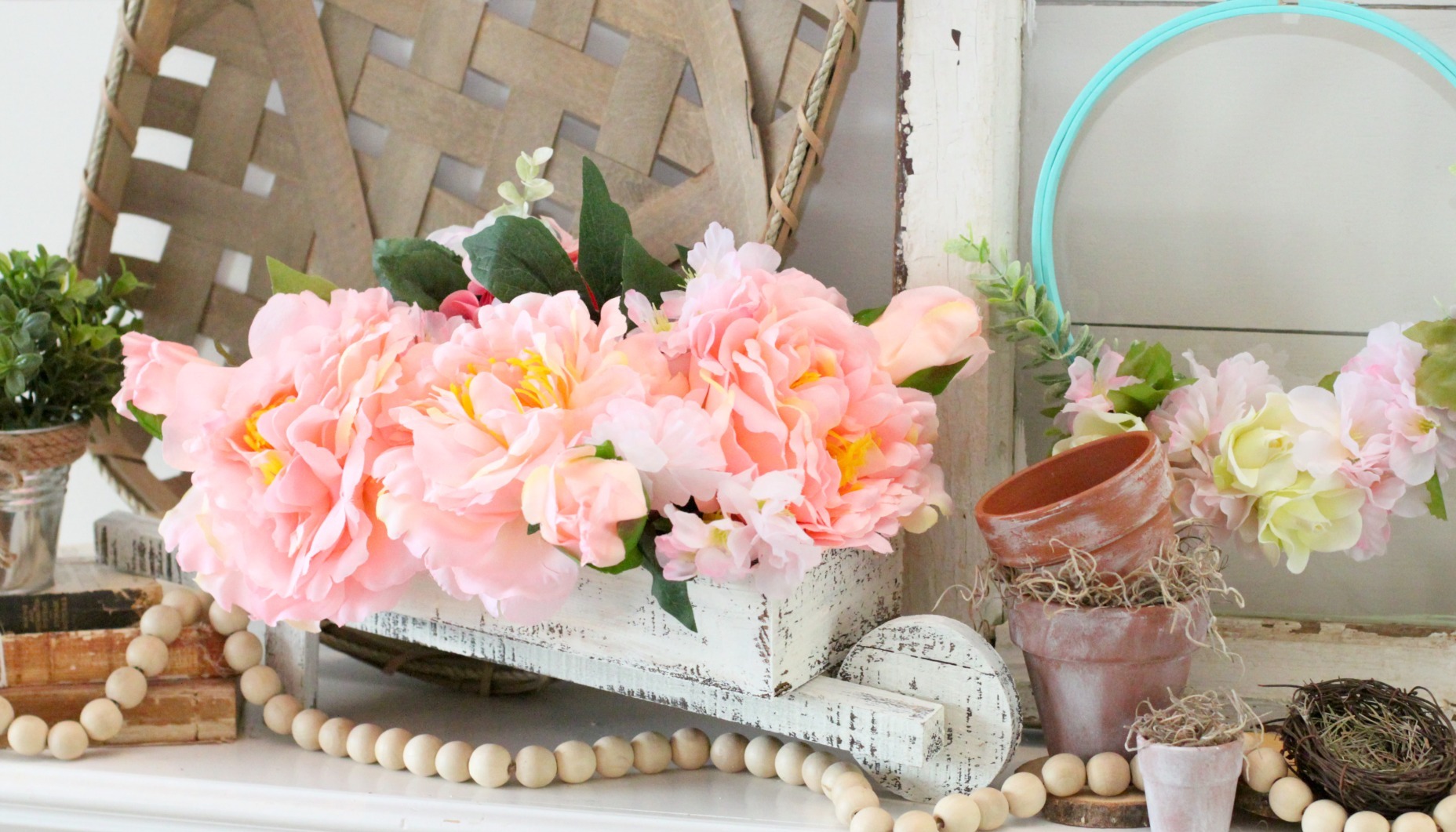 Spring Wheelbarrow Flowers