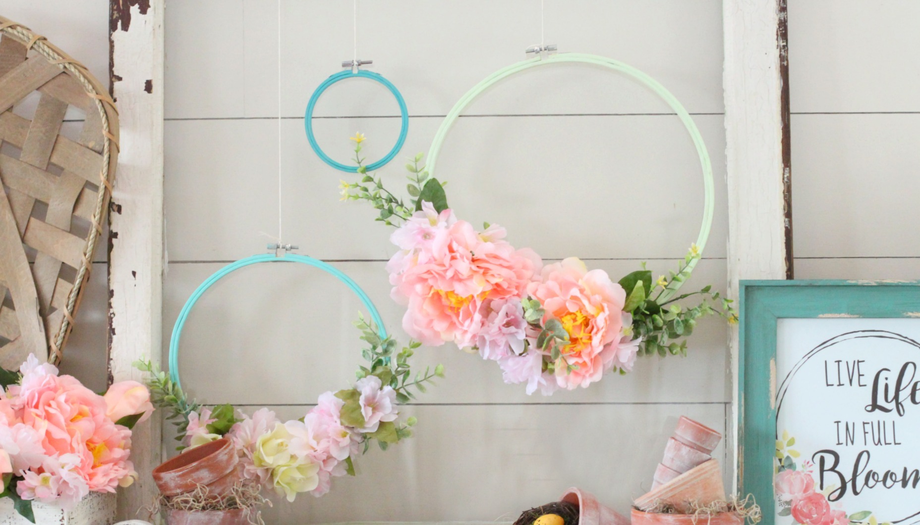 Spring Embrodiery Hoop Wreath Trio