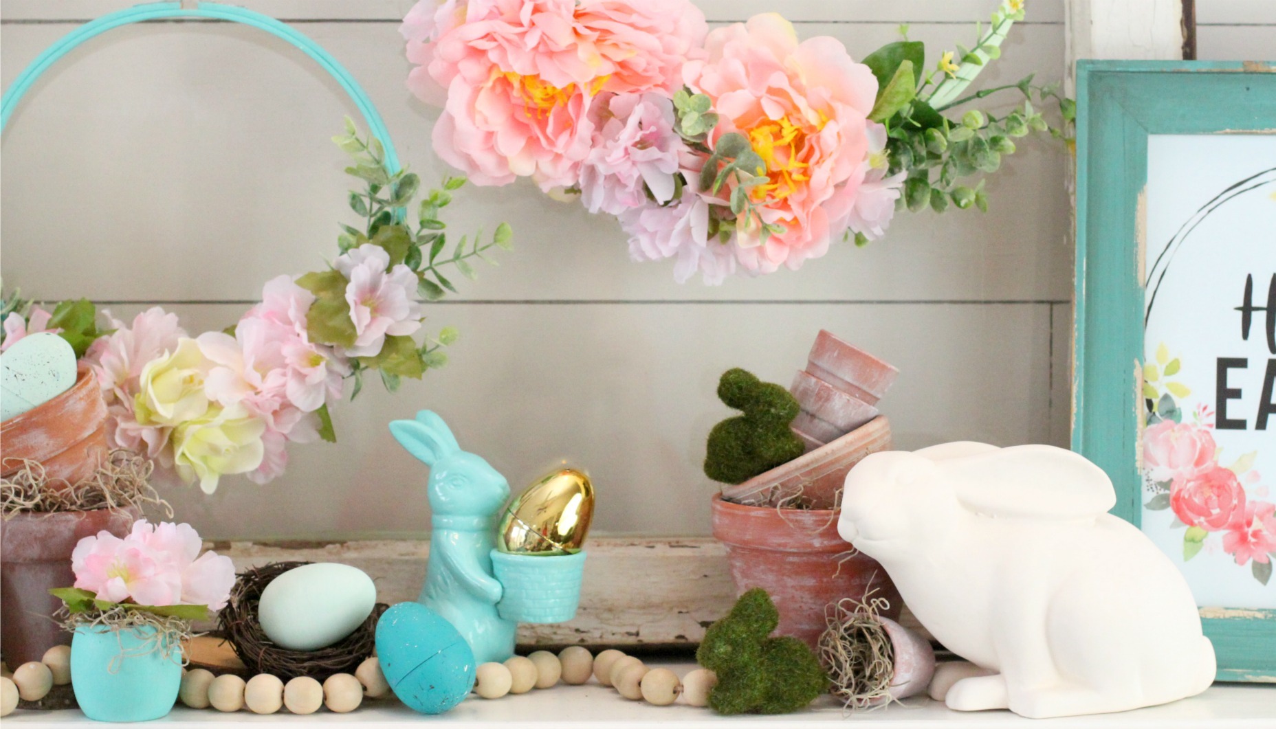 Spring Easter Bunny Mantel Decor
