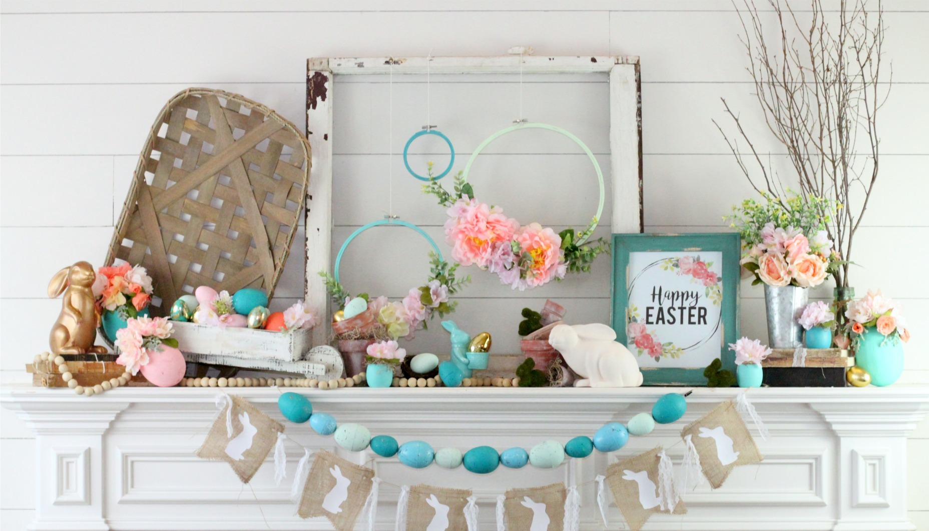 Spring Easter Mantel Decor