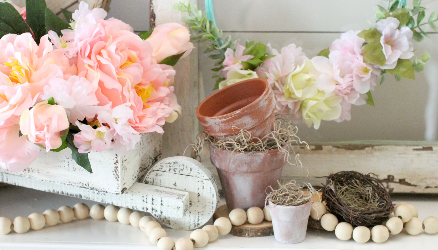 Spring Garden Mantel Decorations