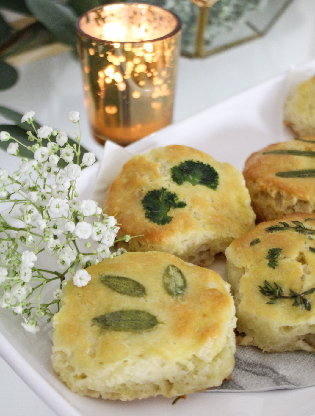 Learn how to make beautiful herb-pressed biscuits for a Botanical Bridal Shower.